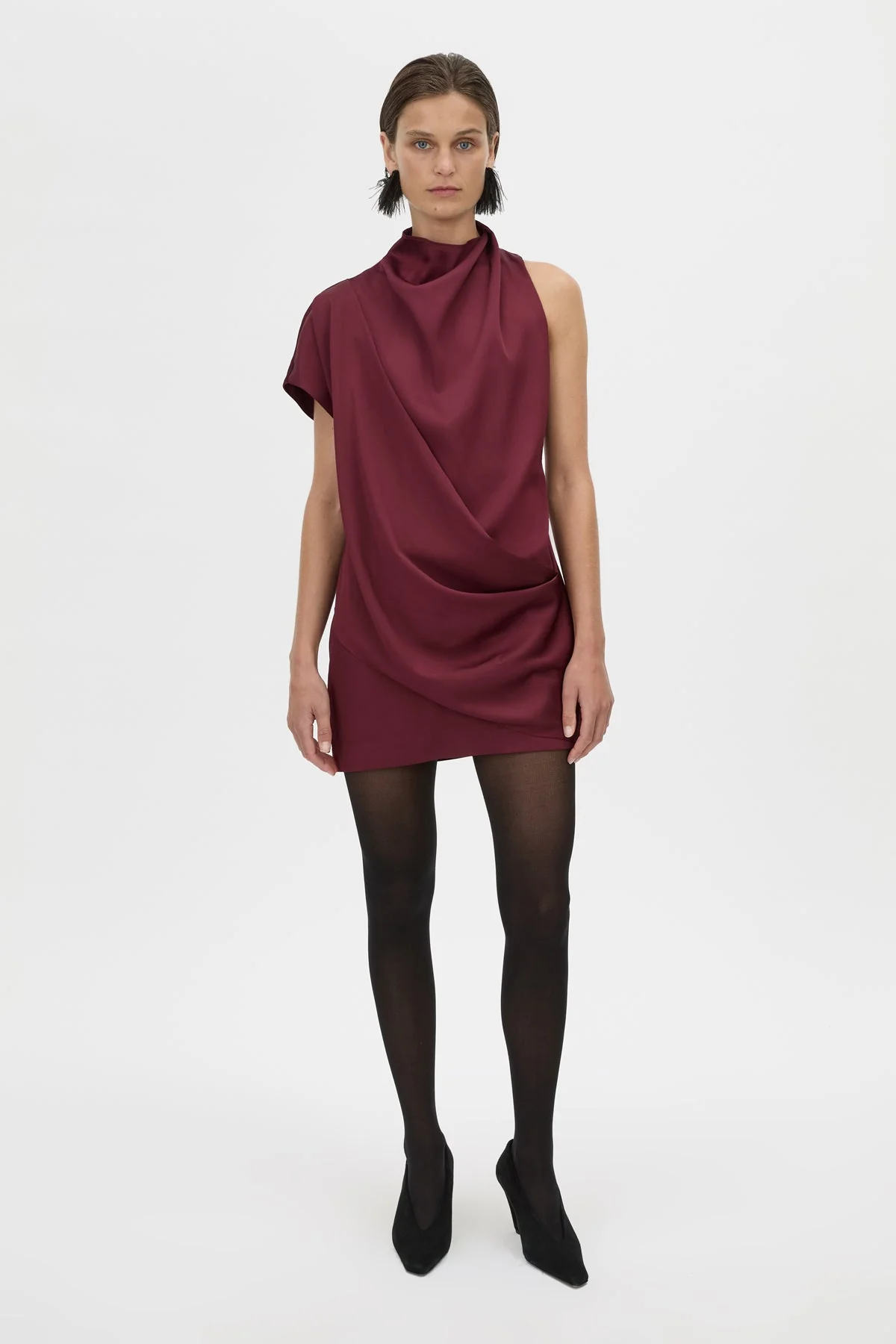 Aeris Draped Satin Mini Dress - Image 3
