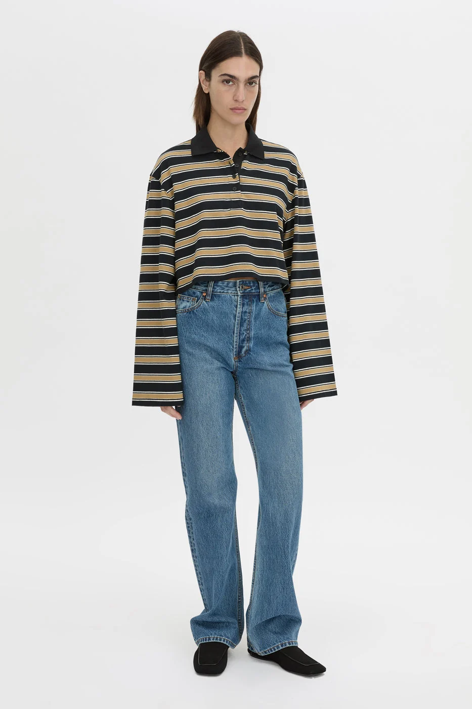 Liat Stripe Crop Polo Top