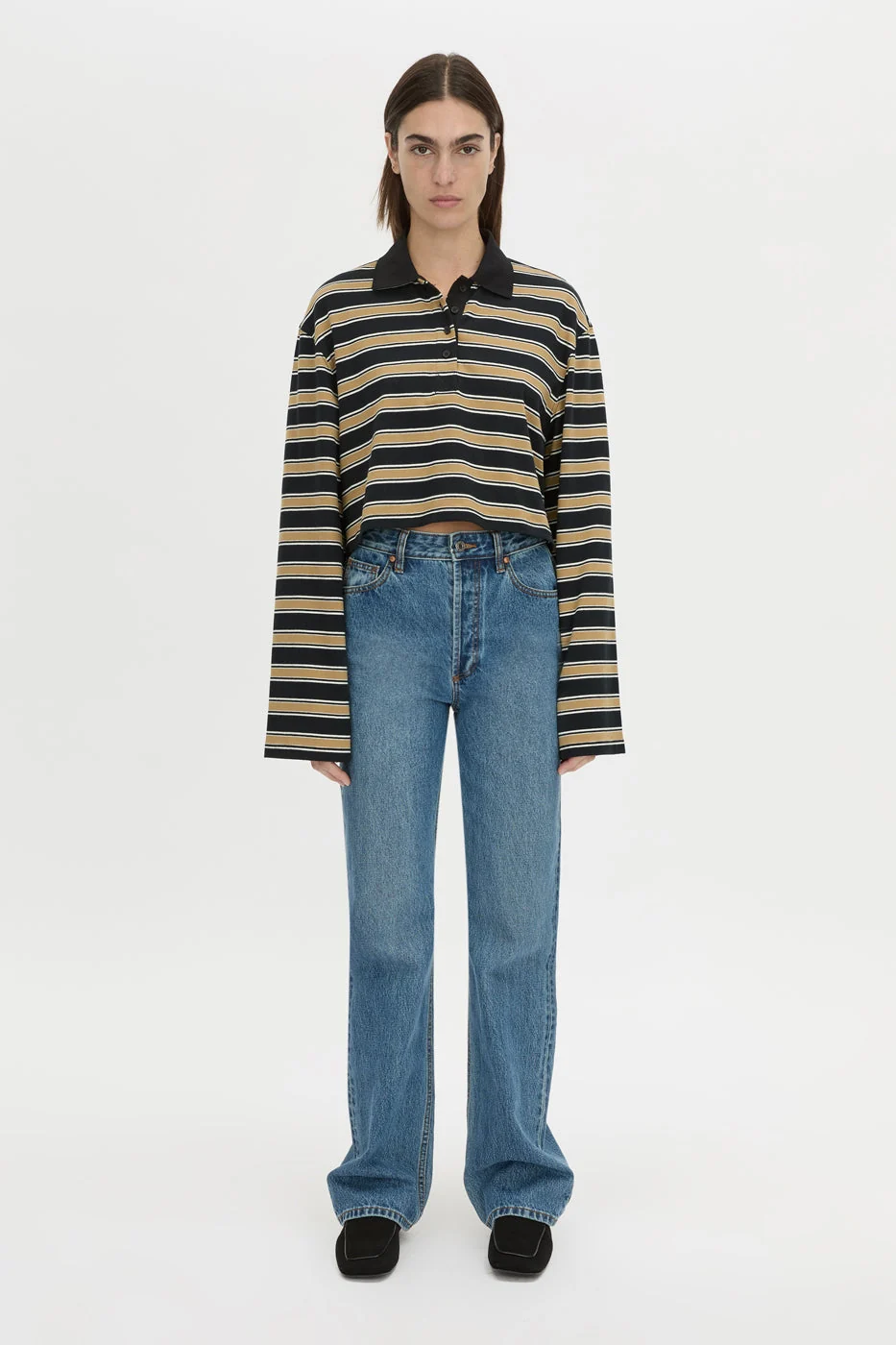 Liat Stripe Crop Polo Top - Image 3